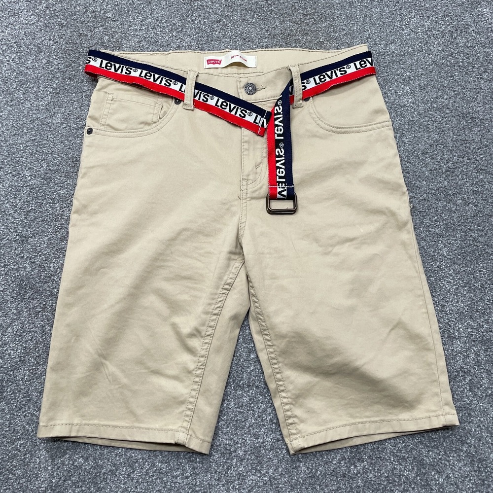 Levi's 511 Slim Shorts Boys 16 REG Tan Chino 5-Pocket with Branded Web Belt